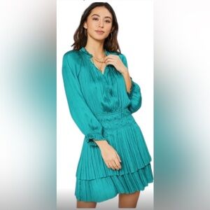 NWT Current Air Teal/Green long Sleeve Mini Dress in Medium